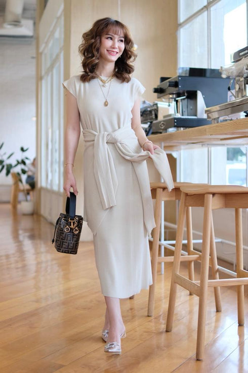 Casual Knitted Wear Dresses With Sweater Set